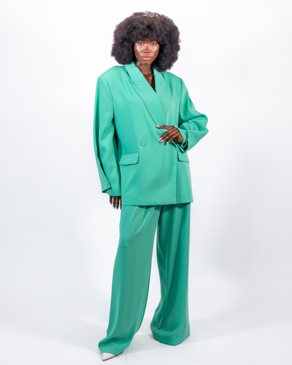 Emerald Green Oversized Suit — Blazer & Wide-Leg Trousers