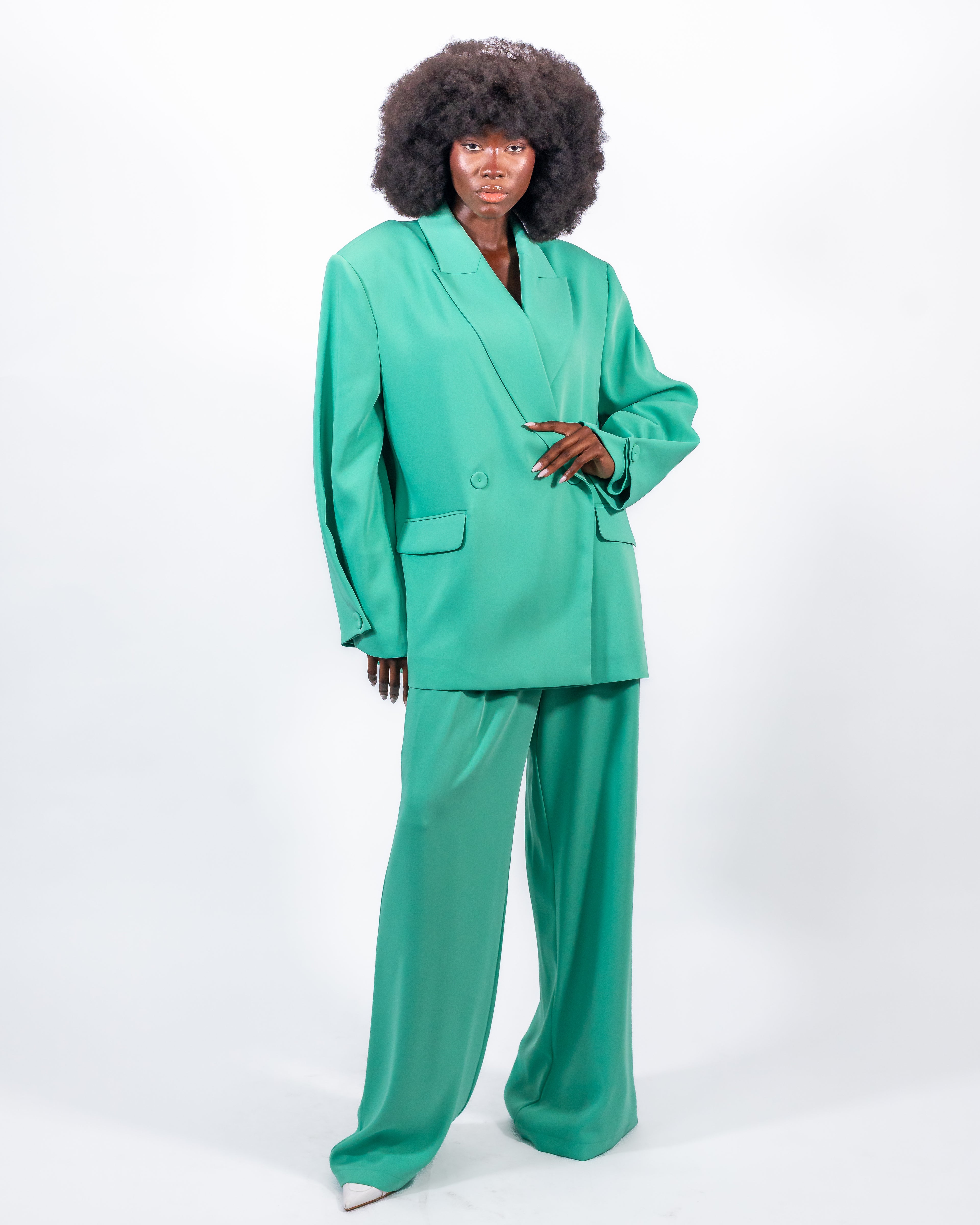 Traje Oversize Verde Esmeralda — Blazer y Pantalón Ancho