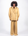 Camel Golden Oversized Suit — Double-Breasted Blazer & Wide-Leg Trousers CHEEYA