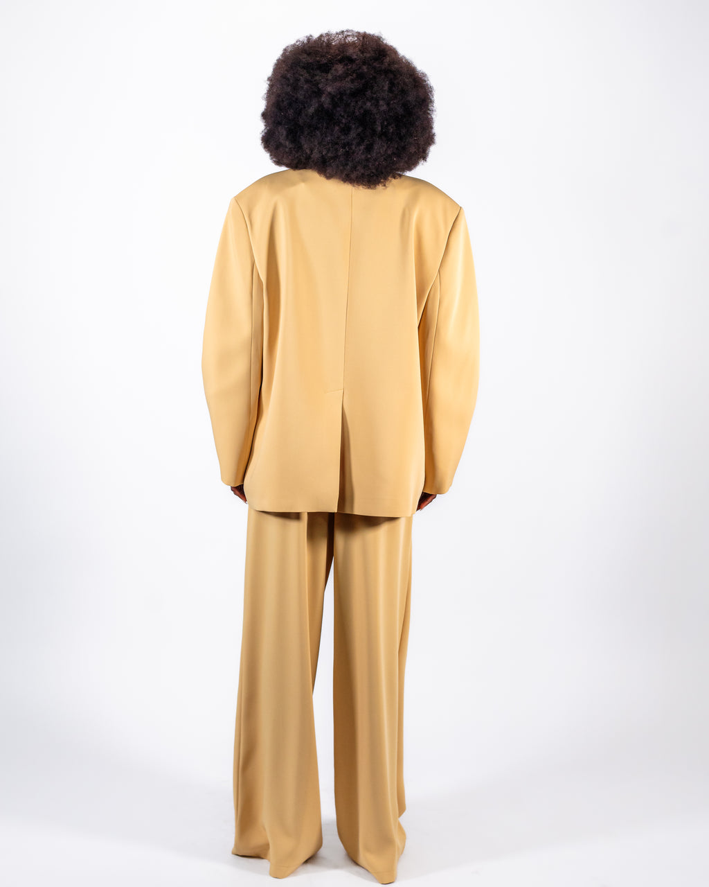 Camel Golden Oversized Suit — Double-Breasted Blazer & Wide-Leg Trousers CHEEYA