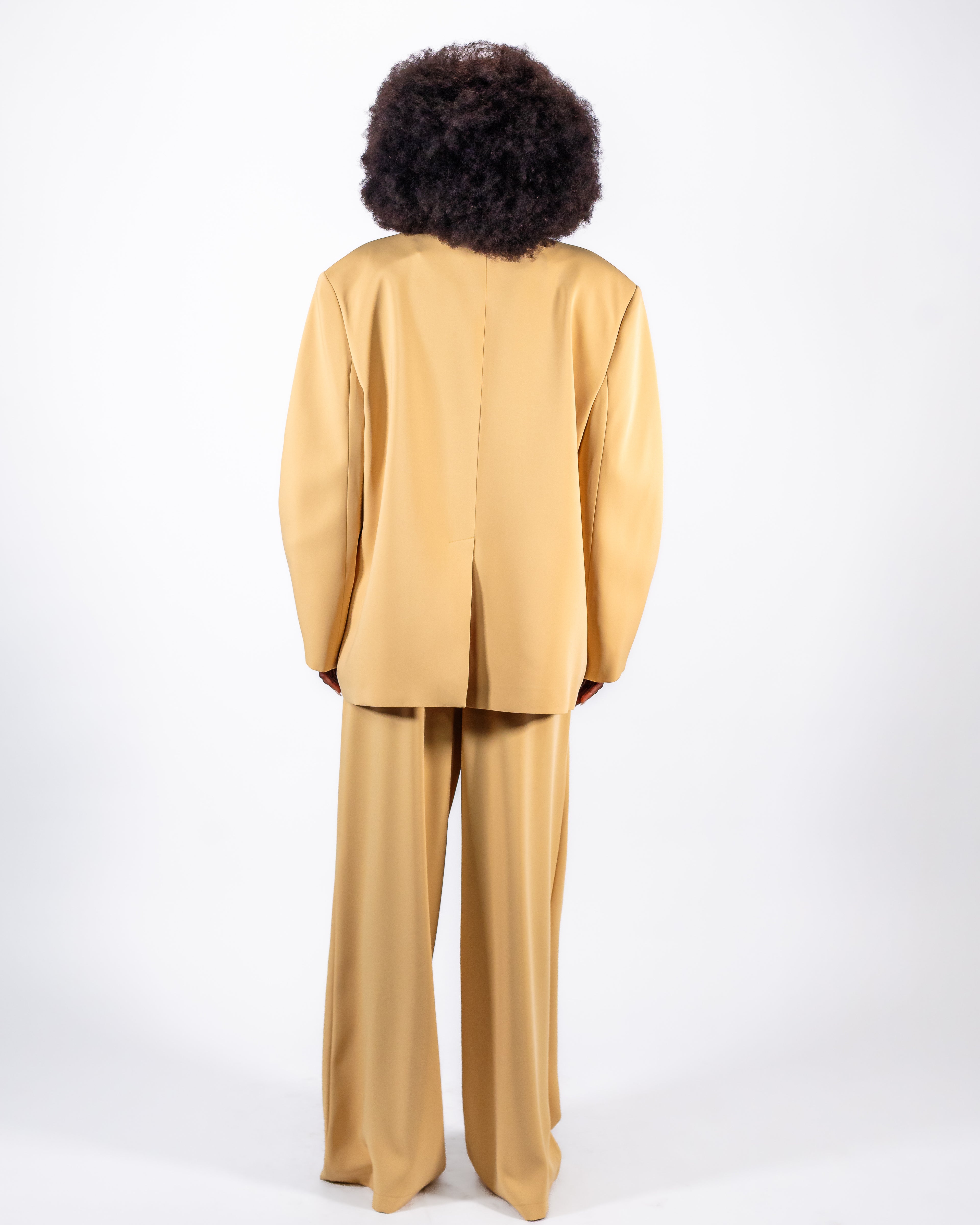 Camel Golden Oversized Suit — Double-Breasted Blazer & Wide-Leg Trousers CHEEYA