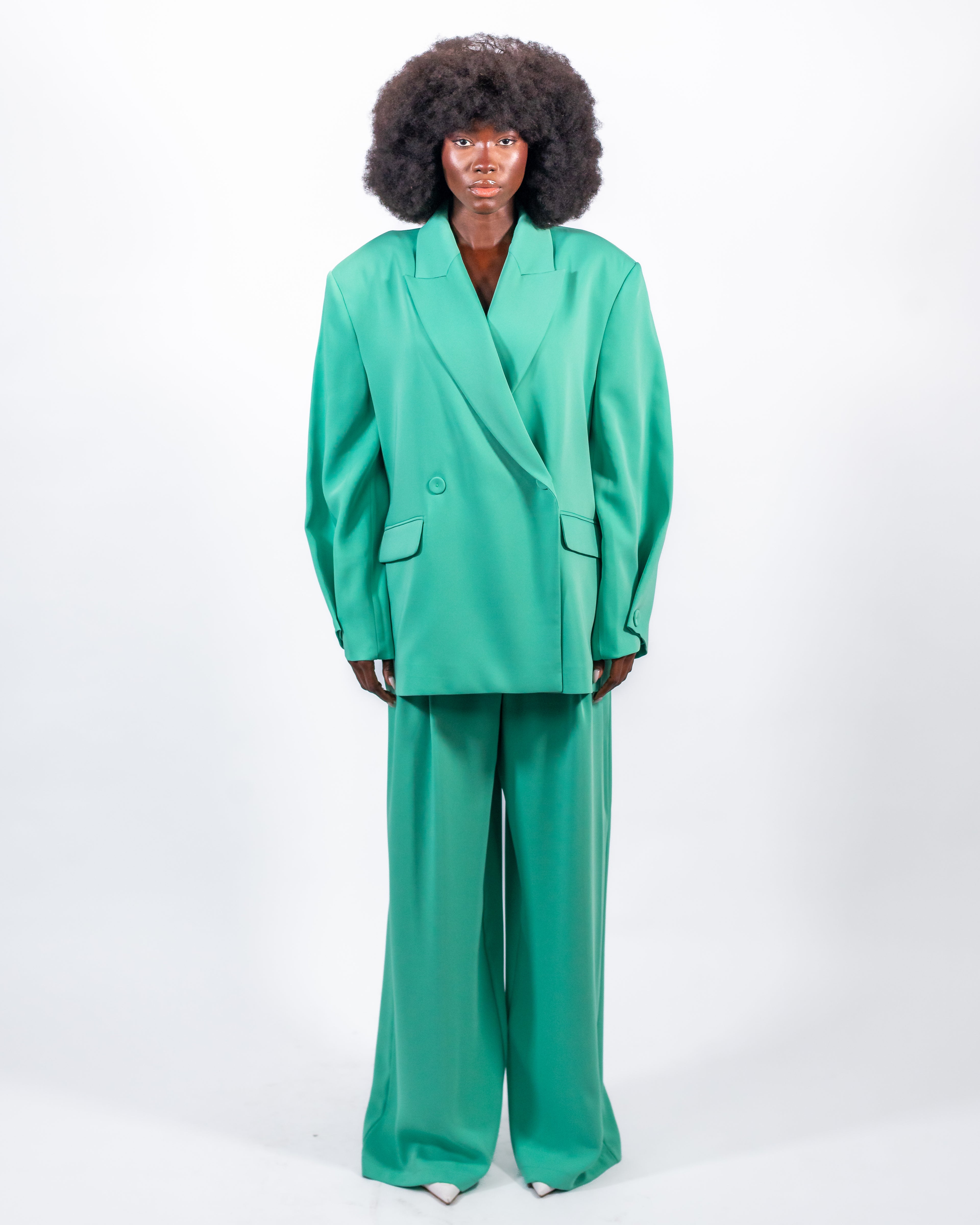 Traje Oversize Verde Esmeralda — Blazer y Pantalón Ancho