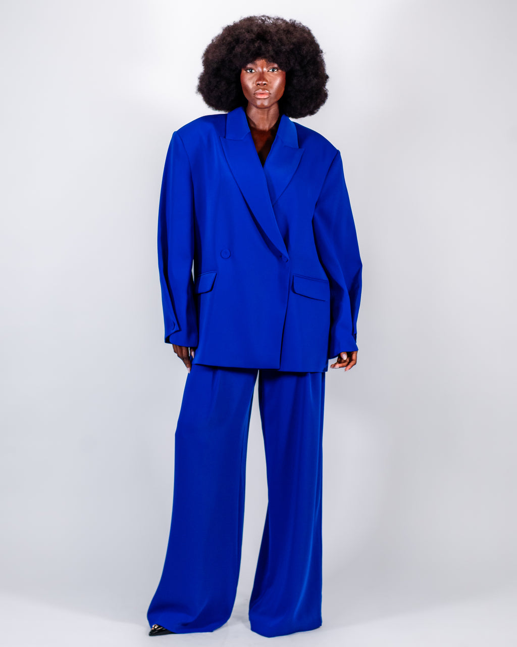 Electric Blue Oversize Suit — Double-Breasted Blazer & Wide-Leg Trousers BLUE