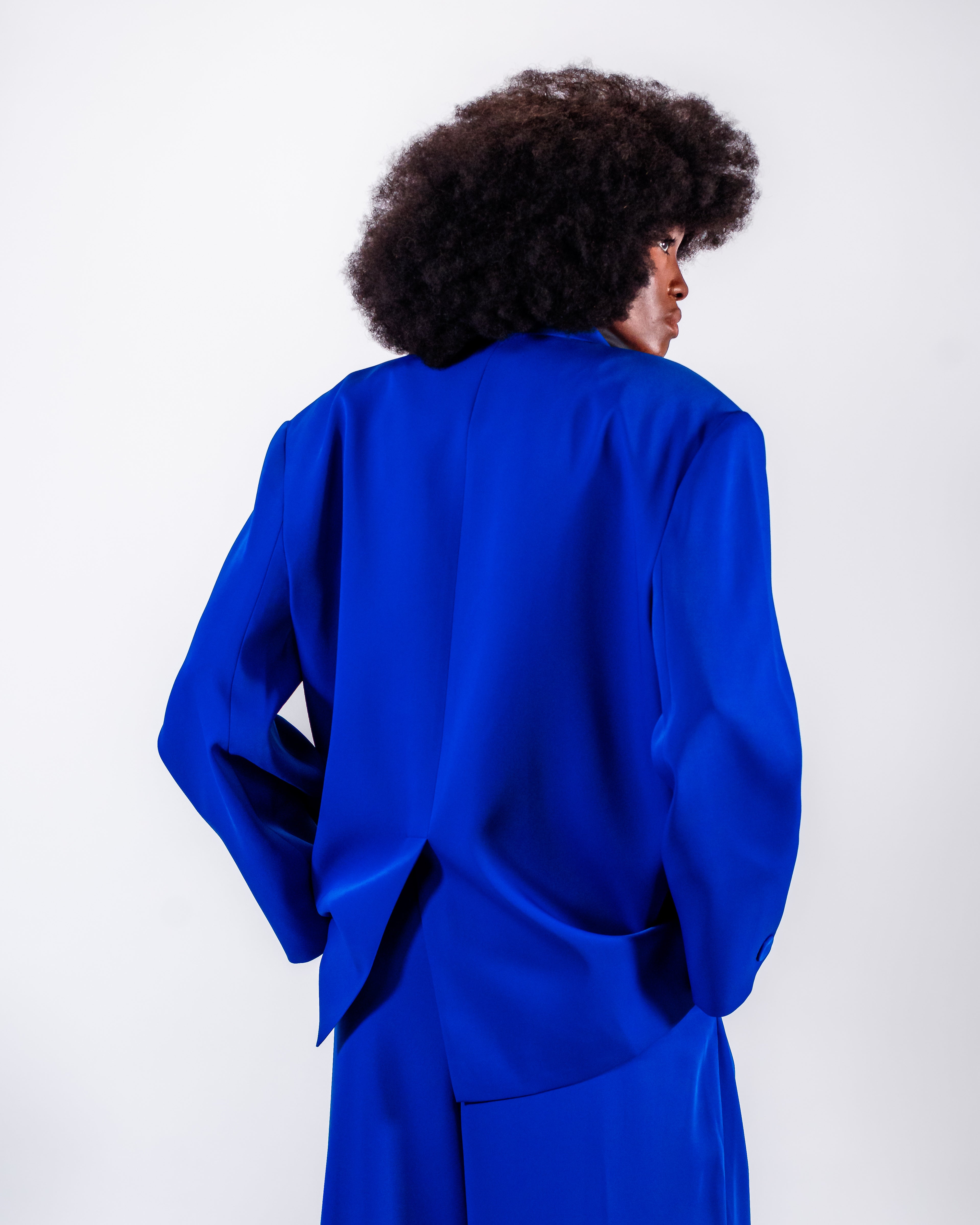 Electric Blue Oversize Suit — Double-Breasted Blazer & Wide-Leg Trousers BLUE