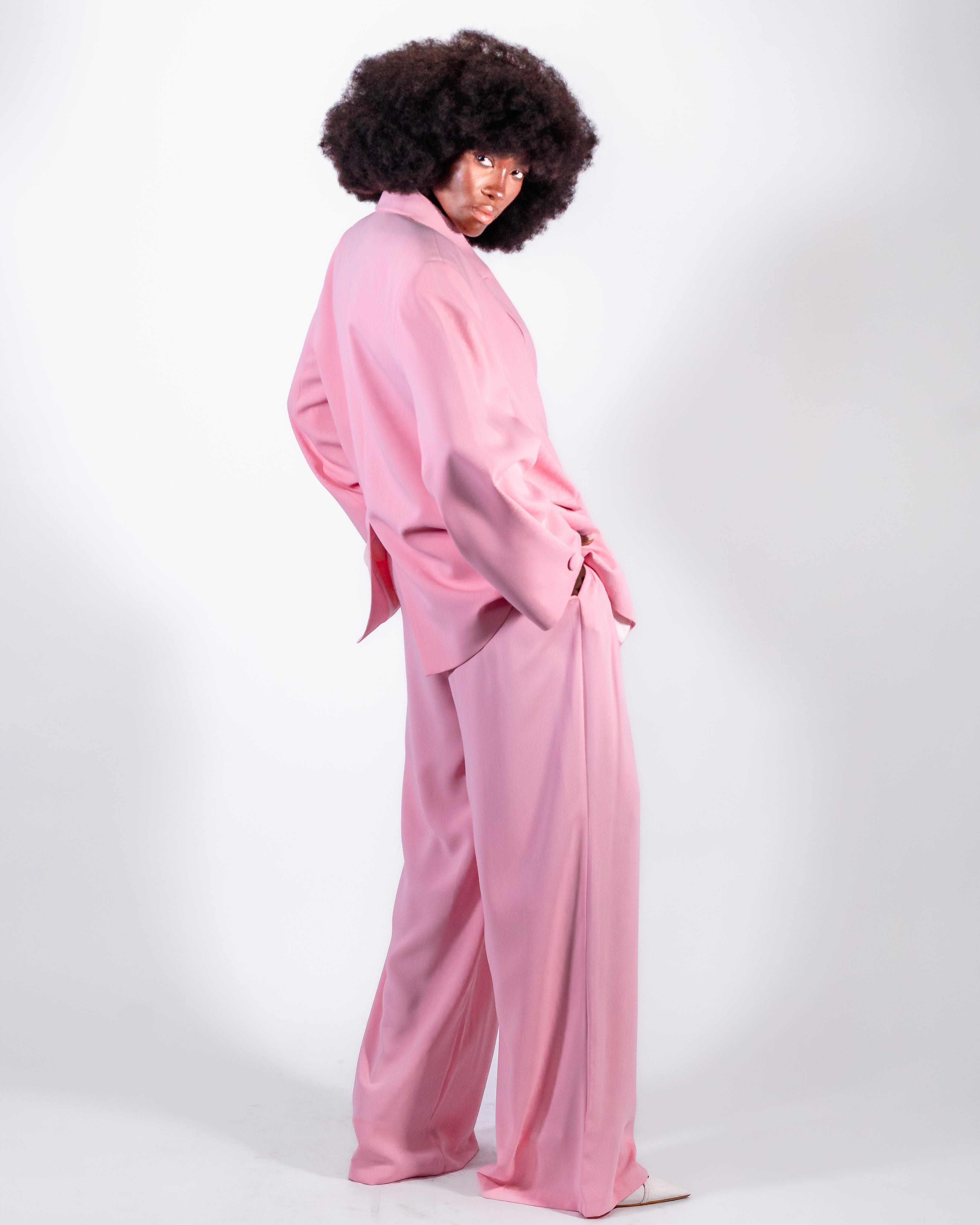 Oversized Pink Suit — Double-Breasted Blazer & Wide-Leg Trousers CHEEYA