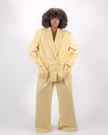 Lemon Yellow Oversized Suit — Decorative Double-Breasted Blazer & Wide-Leg Trousers CHEEYA