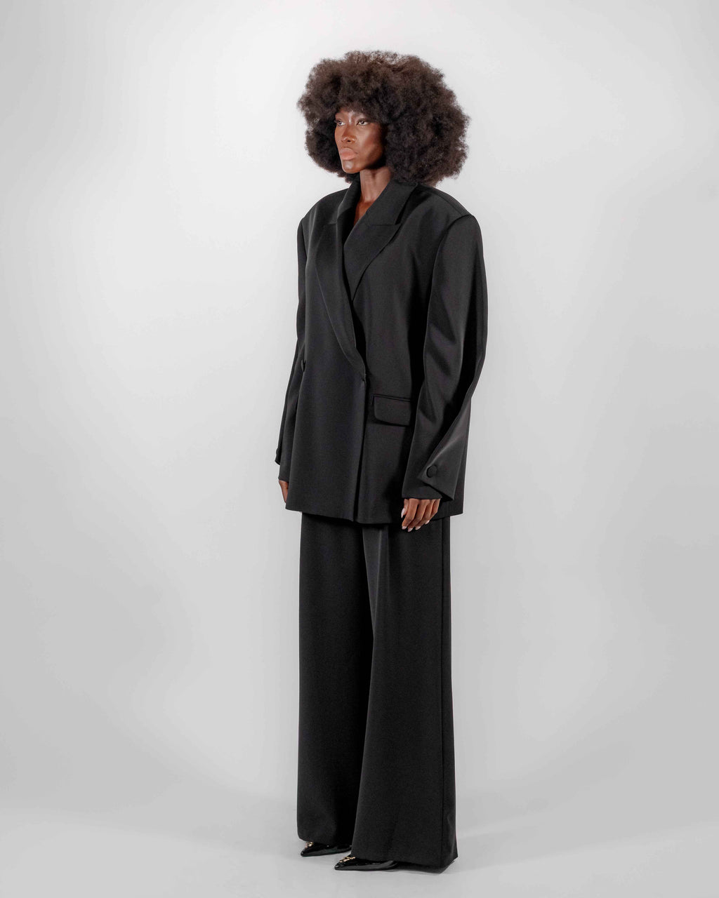 Tailleur Oversize Noir — Blazer Double Boutonnage & Pantalon Large CHEEYA