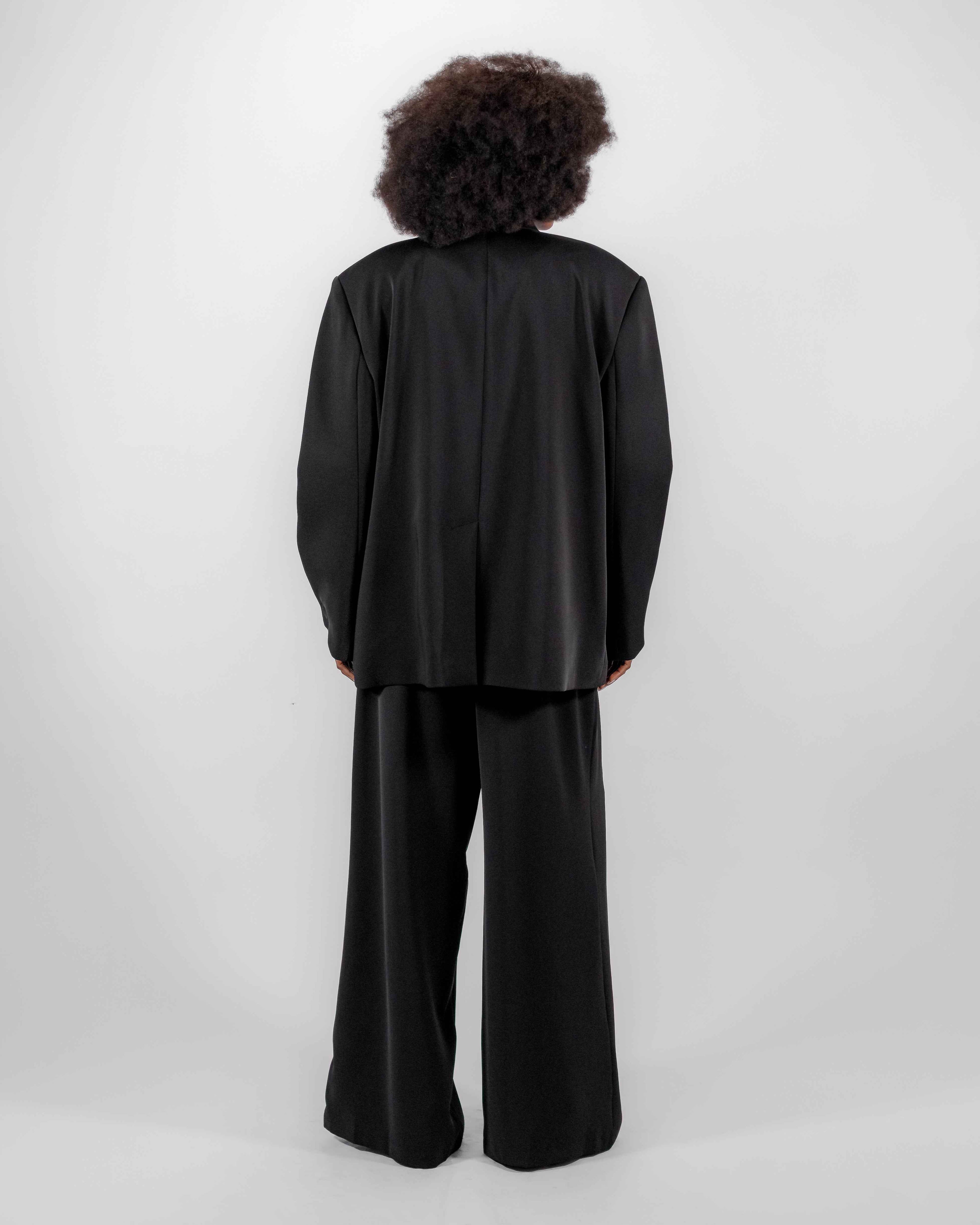 Tailleur Oversize Noir — Blazer Double Boutonnage & Pantalon Large CHEEYA