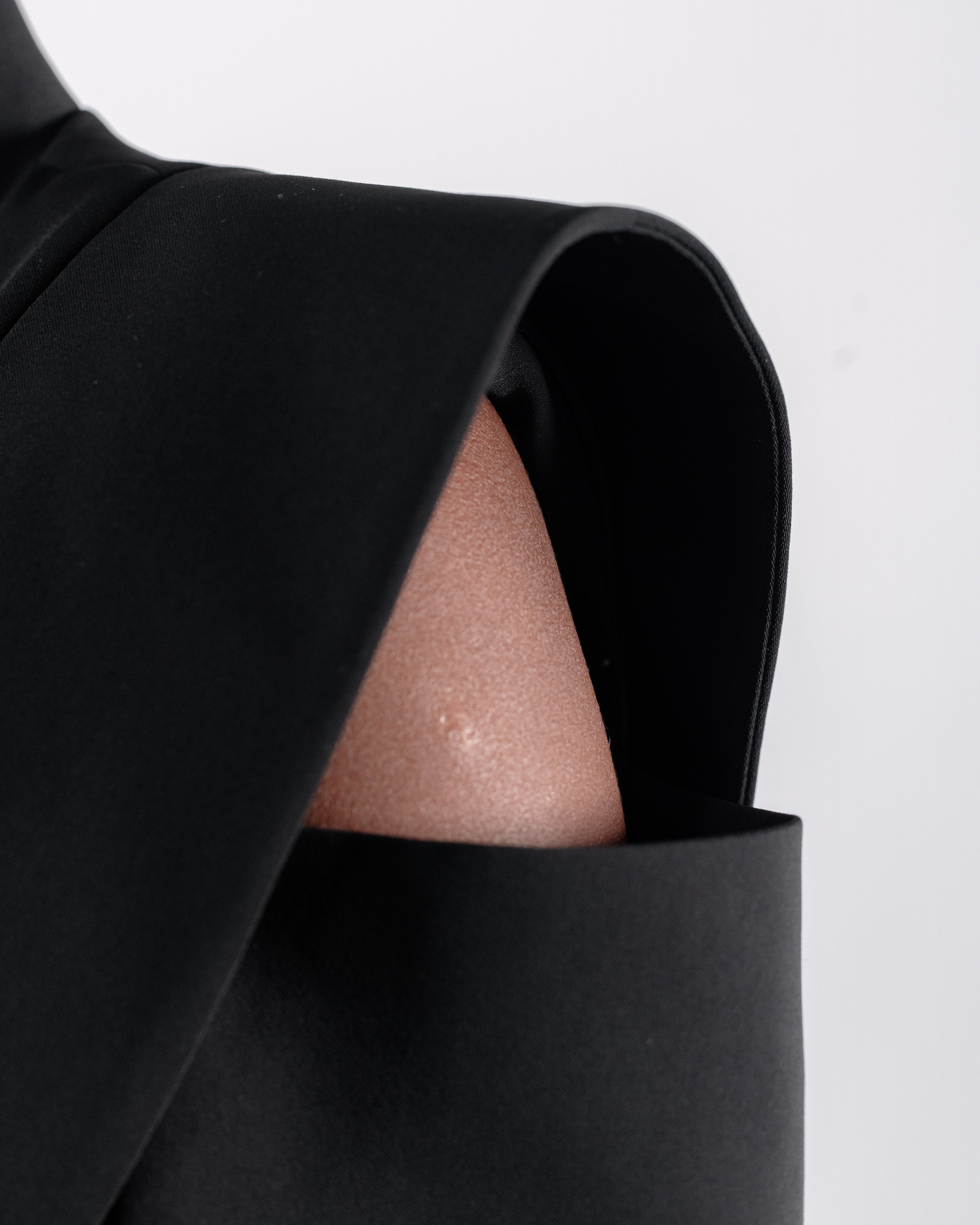 Black Suit — Cut-Out Sculptural Shoulder Blazer & Wide-Leg Trousers