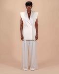 Tailleur Blanc Ivoire — Gilet Blazer Sans Manches & Pantalon Large CHEEYA